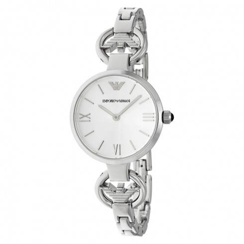 Emporio Armani Gianni T-Bar Silver Dial Stainless Steel Ladies Watch AR1772 watches
