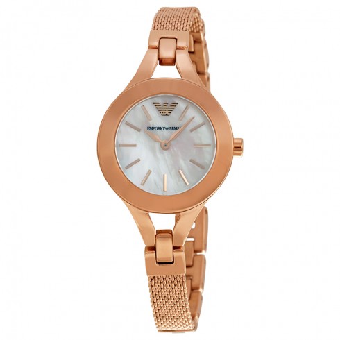 Emporio Armani Mother of Pearl Dial Rose Gold-tone Mesh Ladies Watch AR7329 watches
