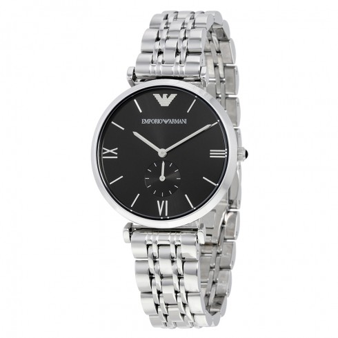 Emporio Armani Retro Black Dial Stainless Steel Men's Watch AR1676 watches