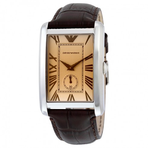 Emporio Armani Silver Dial Brown Crocodile Leather Quartz Men's Watch AR1605 watches