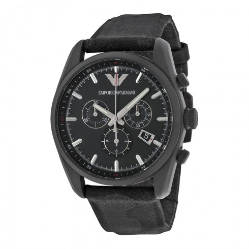 Emporio Armani Sport Chronograph Black Dial Black Canvas Men's Watch AR6051 watches