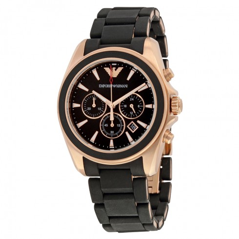Emporio Armani Sportivo Black Dial Black Leather Chronograph Men's Watch AR6066 watches