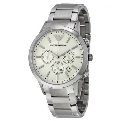 Emporio Armani Sportivo Chronograph Cream Dial Stainless Steel Men's Watch AR2458 watches