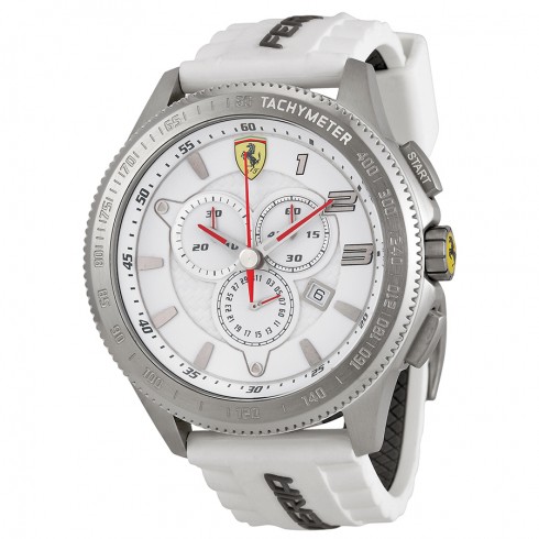 Ferrari Chronograph White Dial White Silicone Watch 830140 watches