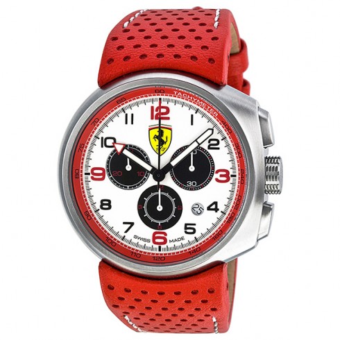 Ferrari F1 Fast Lap White Dial Chronograph Red Leather Men's Watch FE-10-ACC-CP-WT watches