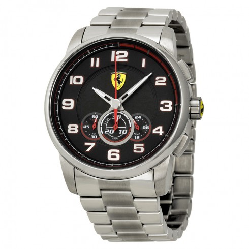Ferrari Heritage Chronograph Black Dial Stainless Steel Men's Watch 830065 watches