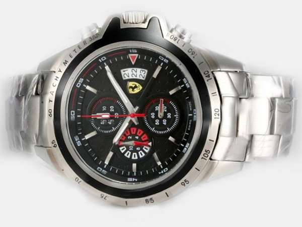 Ferrari Panerai Ferrari Granturismo FER00005 Round Stainless Steel Case Black Dial Watch watches