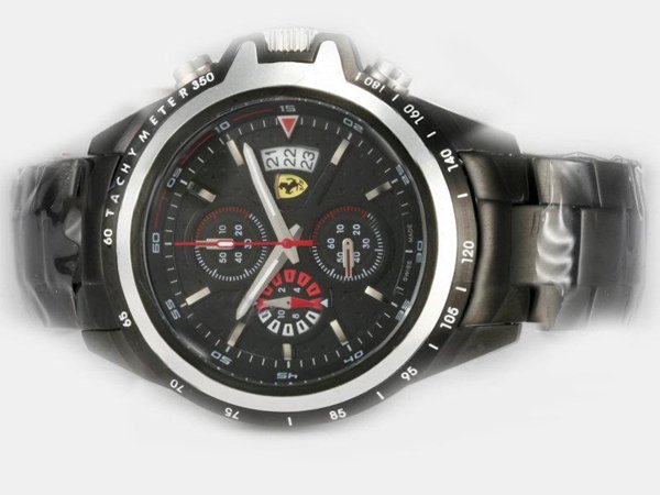 Ferrari Panerai Ferrari Special Editions PAM00060 Black PVD Strap Round Black Dial Watch watches