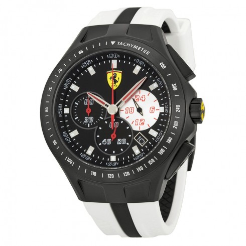 Ferrari Race Day Chronograph Black Dial White Silicone Men's Watch 830026 watches