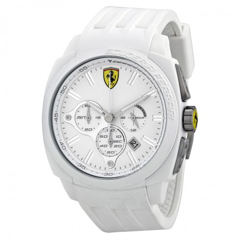 Ferrari Scuderia Aerodinamico Chronograph White Dial White Silicone Men's Watch 830119 watches
