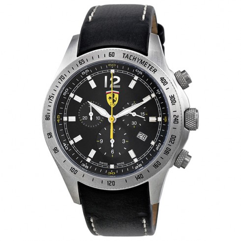 Ferrari Scuderia Black Dial Chronograph Leather Strap Men's Watch FE-07-ACC-CP-BK watches