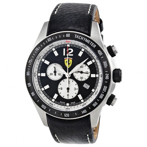 Ferrari Scuderia Chronograph Black Dial Black Leather Men's Watch FE-07-ACIP-CP-BK watches