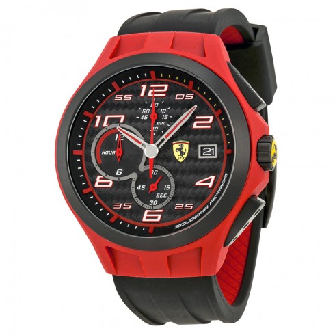 Ferrari Scuderia Chronograph Carbon Fiber Dial Black Silicone Men's Watch 830017 watches