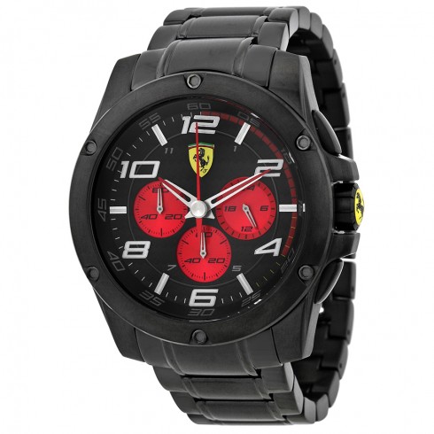 Ferrari Scuderia Paddock Chronograph Black Dial Black Ion-plated Men's Watch 830037 watches