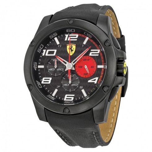 Ferrari Scuderia Paddock Chronograph Black Dial Black Leather Men's Watch 830030 watches
