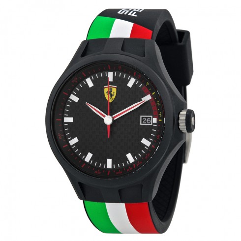 Ferrari Scuderia Pit Crew Black Dial Tri-Colored Silicone Men's Watch 830131 watches