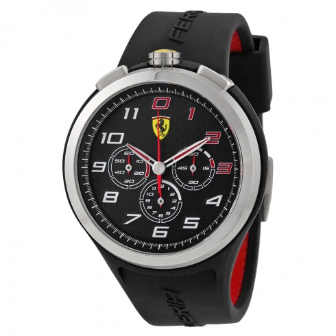 Ferrari Scuderia Ready Set Go Chronograph Black Dial Black Silicone Men's Watch 830100 watches