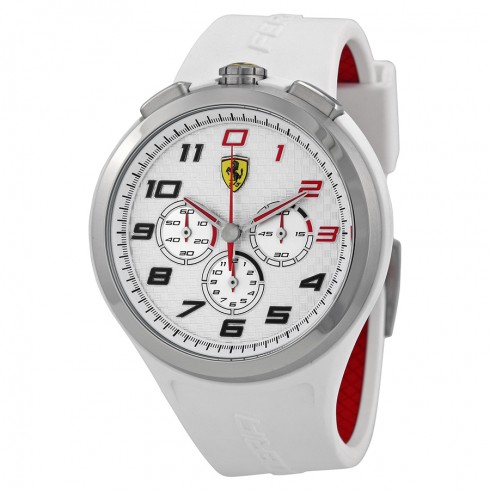 Ferrari Scuderia Ready Set Go Chronograph White Dial Black Silicone Men's Watch 830102 watches