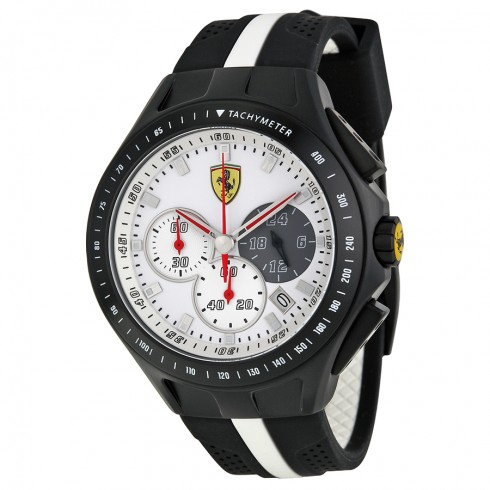 Ferrari SF 103 Textures of Racing White Dial Black and White Silicone Men's Watch 830024 watches