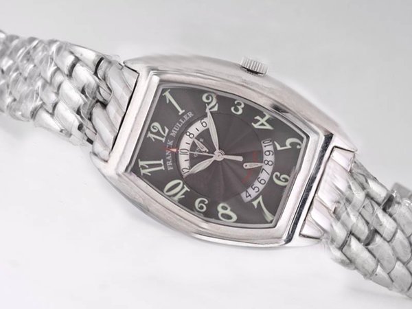 Franck Muller Cintree Curvex Chronograph 8005 Silver Stainless Steel Strap Black Dial Watch watches