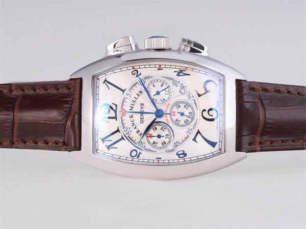 Franck Muller Cintree Curvex Chronograph 8880 CC AT 5N 40x64mm Brown Ostrich Leather Strap Watch watches
