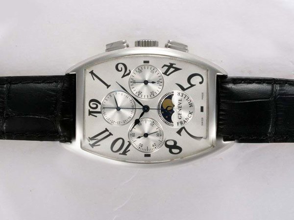 Franck Muller Cintree Curvex Chronograph 9880-CCQP Stainless Steel Case 36x49mm White Dial Watch watches