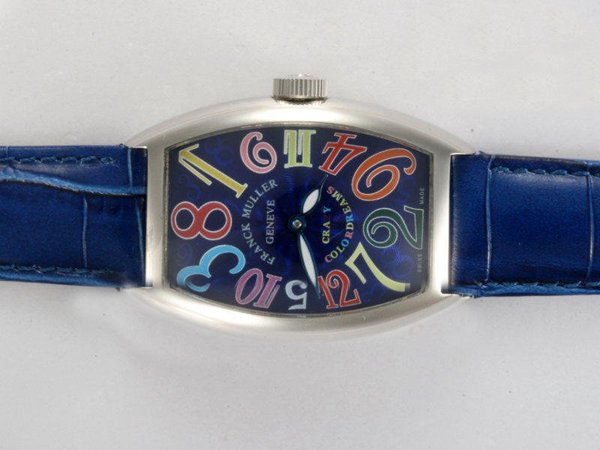 Replica Franck Muller Cintree Curvex Crazy Hours 5850 SC CODR Rectangle Stainless Steel Case Blue Dial Watch Watch