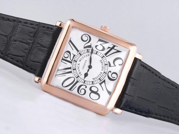 Franck Muller Conquistador Line 10000-CC-L Square Rose Gold Case White Dial Watch watches