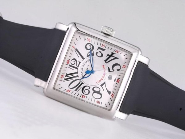 Franck Muller Conquistador Line 10000-CC-SC Mens Black Rubber Strap Square Watch watches