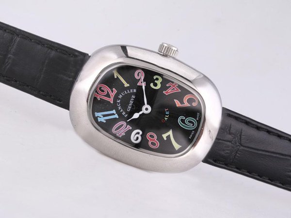 Franck Muller Long Island 1000-SC Black Dial 25x34mm Black Ostrich Leather Strap Watch watches