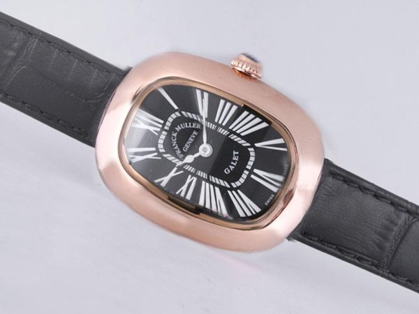 Franck Muller Long Island 1000-SC Black Dial Black Ostrich Leather Strap 25x34mm Watch watches