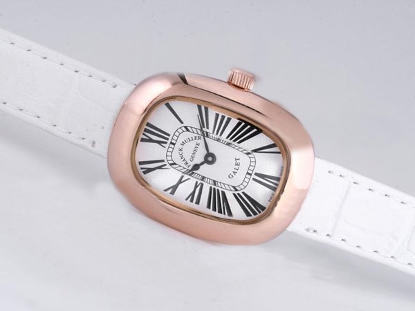 Franck Muller Long Island 1000-SC White Ostrich Leather Strap White Dial Watch watches