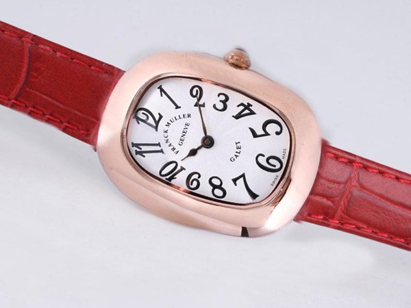 Franck Muller Long Island 10000 SC Red Crocodile Leather Strap Womens Watch watches