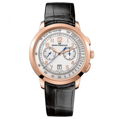 Girard Perregaux 1966 Silver Dial Chronograph 18K Rose Gold Automatic Men's Watch 49542-52-151-BK6A watches