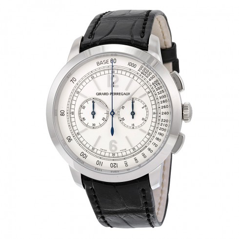 Girard Perregaux 1966 Silver Dial White Gold Black Leather Men's Watch 49539-53-151-BK6A watches