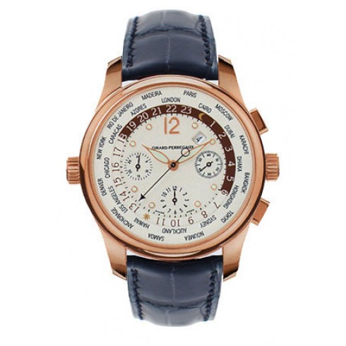 Girard Perregaux Worldwide Time Control 18kt Rose Gold Black Crocodile Men's Watch 49800-0-52-1041 watches