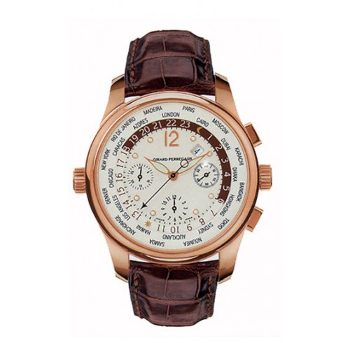 Girard Perregaux Worldwide Time Control 18kt Rose Gold Brown Crocodile Men's Watch 49800-0-52-1041D watches