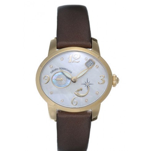 Girard Perregaux Cats Eye Diamond 18kt Yellow Gold Brown Satin Ladies Watch 80480-51-761-JKBD watches