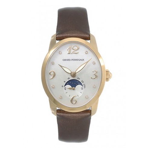 Girard Perregaux Cats Eye Diamond 18kt Yellow Gold Brown Satin Ladies Watch 80490-51-761-JKBD watches