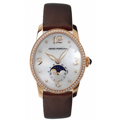 Girard Perregaux Cats Eye Diamond 18kt Yellow Gold Brown Satin Ladies Watch 80490-D51-A761-KKI watches