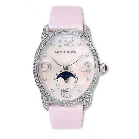 Girard Perregaux Cats Eye Diamond 18kt White Gold Pink Satin Ladies Watch 80490-D53-P963-KK9 watches