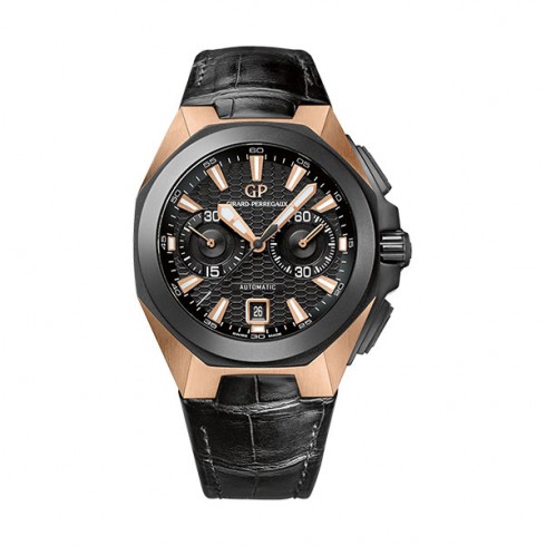 Girard Perregaux Chrono Hawk Black Dial Black Crocodile Leather Men's Watch 49970-34-633-BB6B watches