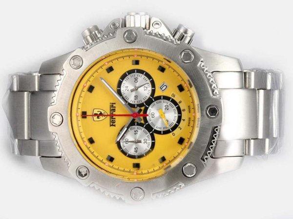 Girard Perregaux Classique Elegance 24990 Yellow Dial Round Silver Stainless Steel Strap Watch watches