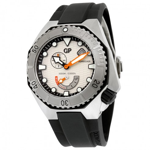 Girard Perregaux Sea Hawk Silver Dial Black Rubber Automatic Men's Watch 49960-11-131-FK6A watches