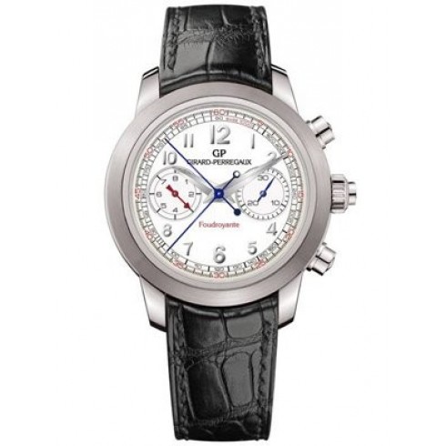 Girard Perregaux Sport Classique Foudroyante White Dial Black Leather Automatic Men's Watch 90240-11-811-BA6A watches