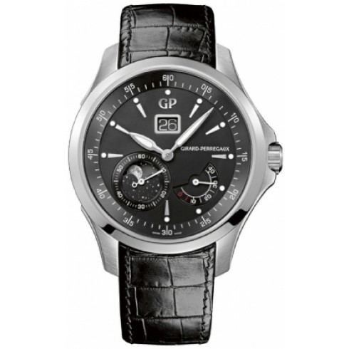 Girard Perregaux Traveller Black Dial Black Crocodile Leather Men's Watch 49650-11-631-BB6A watches