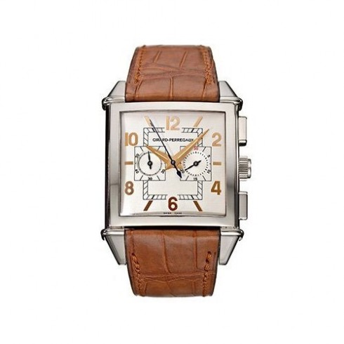 Girard Perregaux Vintage 1945 Chronograph White Dial 18kt White Gold Brown Leather Men's Watch 25820-53-151-BACA watches