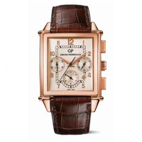 Girard Perregaux Vintage 1945 Silver Dial 18kt Rose Gold Brown Leather Men's Watch 25840-52-111-BAED watches
