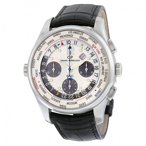 Girard Perregaux World Timer WW TC Silver Dial Chronograph Men's Watch 49805-11-152-BA6A watches