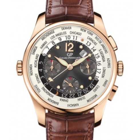 Girard Perregaux WW.TC Financial Grey Dial 18kt Pink Gold Leather Men's Watch 49815-52-251-BACA watches